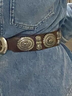 Vintage Brown Leather Concho Western Cowboy Belt